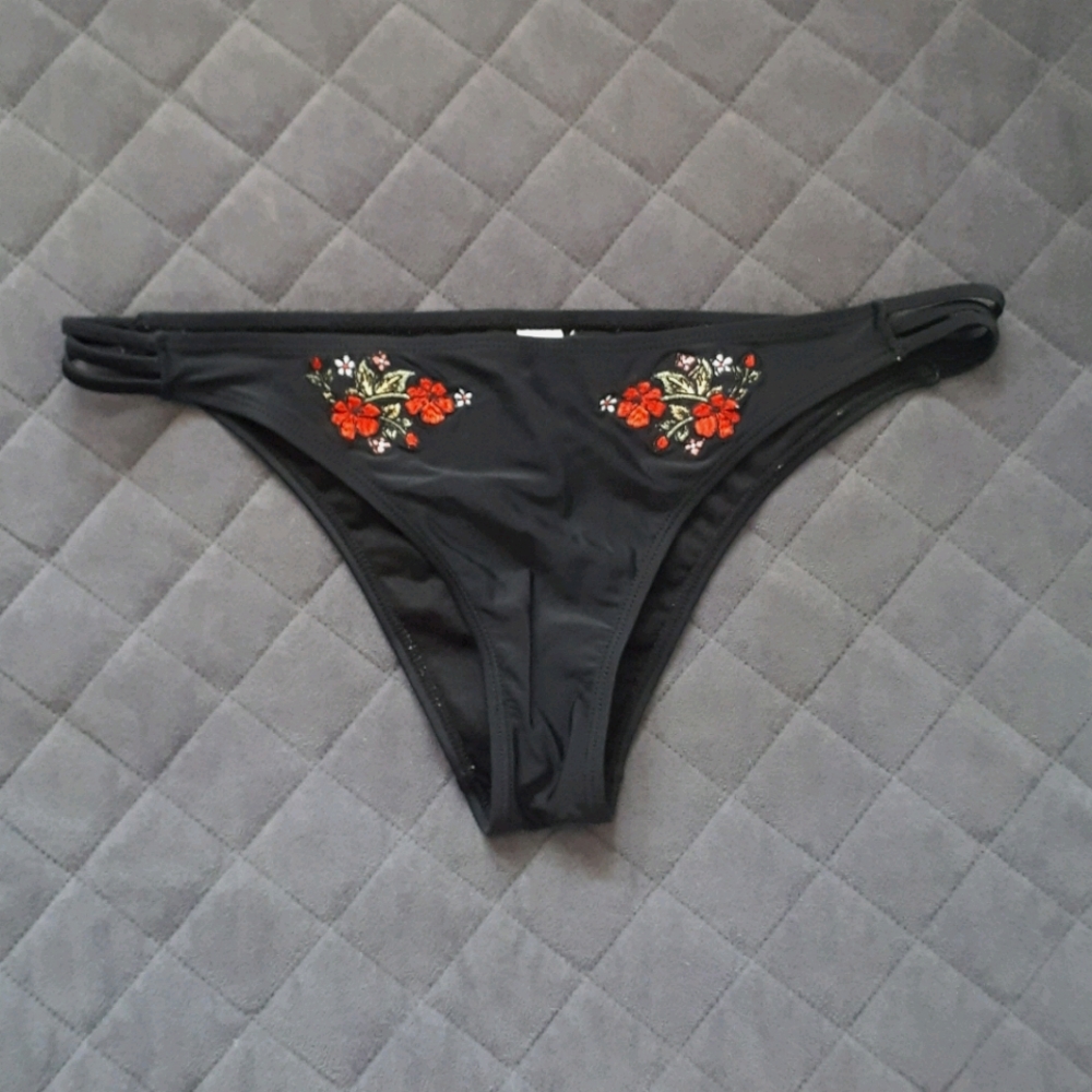 Black Floral Bikini Bottoms